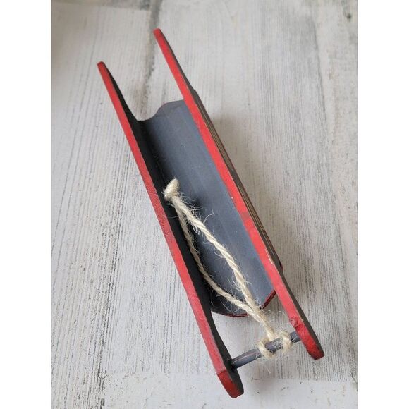 Santa Claus face wooden sled ornament Xmas Decor - Picture 4 of 5